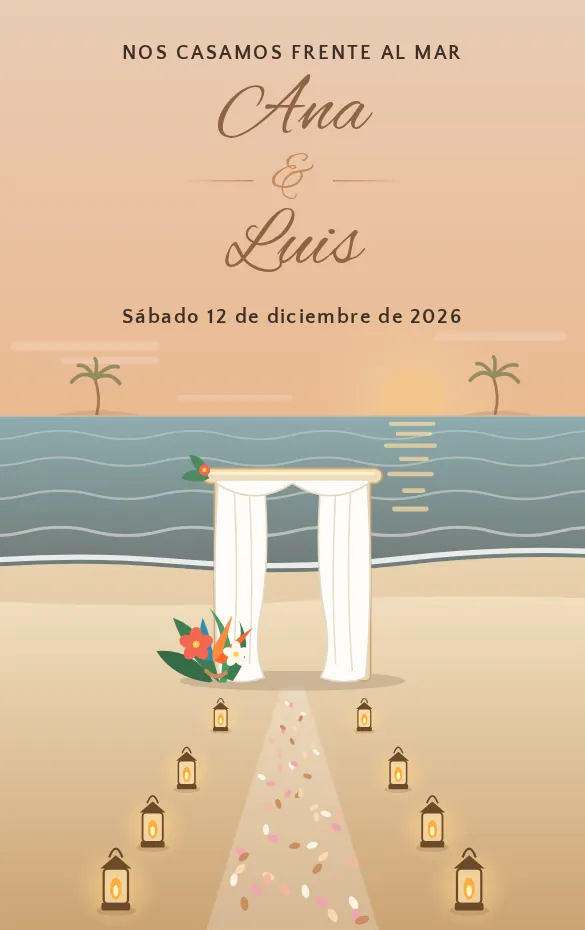Invitación digital Boda en la playa para boda