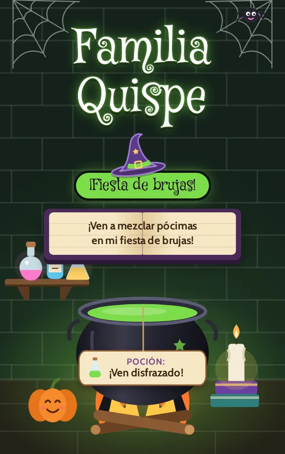 Invitación digital Caldero de bruja para halloween