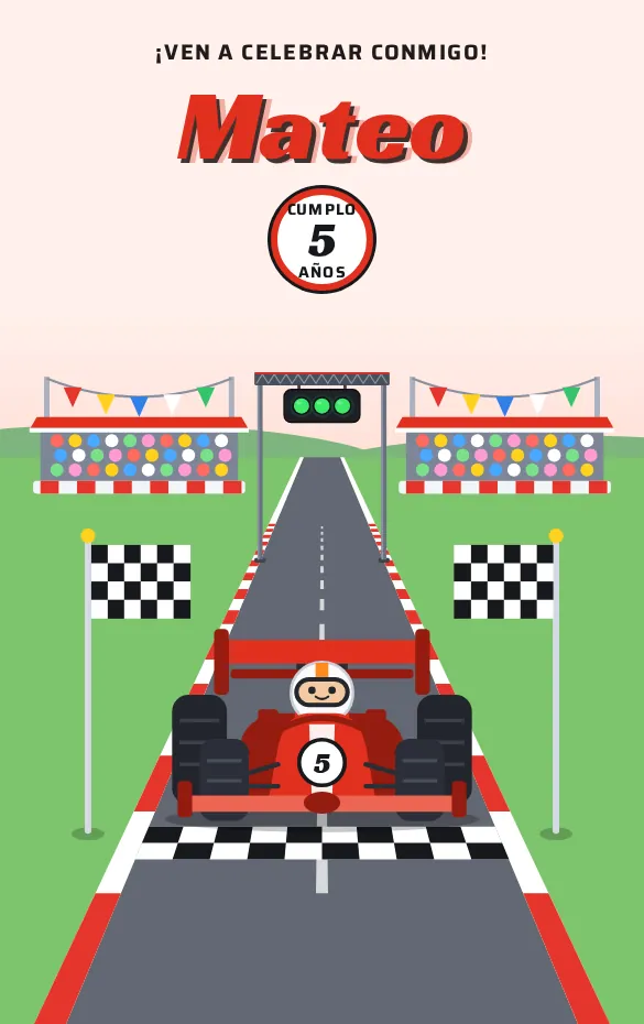 Invitación digital Carreras para cumpleaños infantil