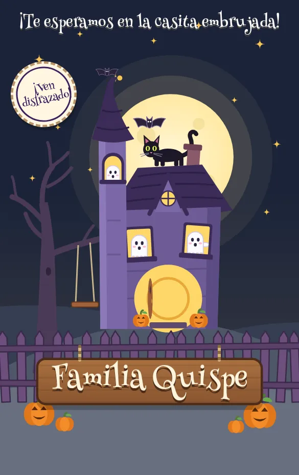 Invitación digital Casita embrujada para halloween