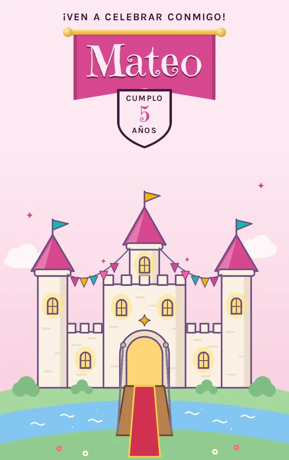 Invitación digital Castillo encantado para cumpleaños infantil