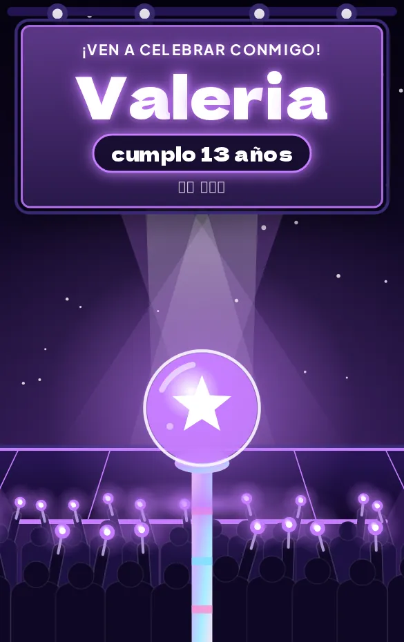 Invitación digital Concierto K-pop para cumpleaños infantil