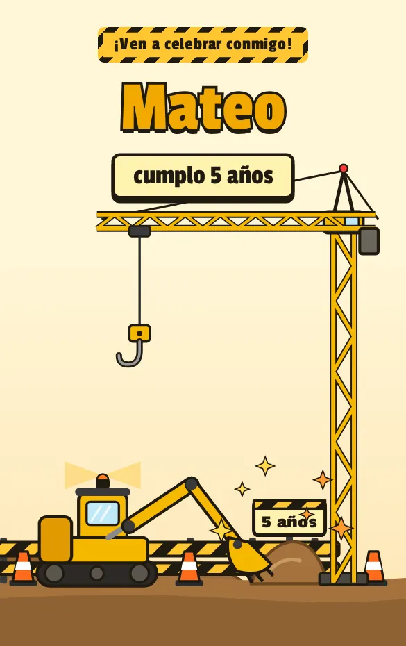 Invitación digital Constructores para cumpleaños infantil