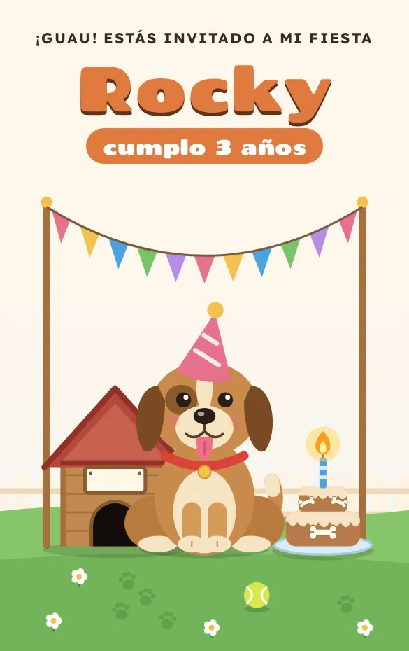 Invitación digital Cumple perruno para cumpleaños de mascotas