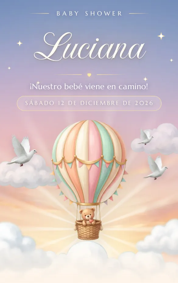 Invitación digital Entre nubes para baby shower