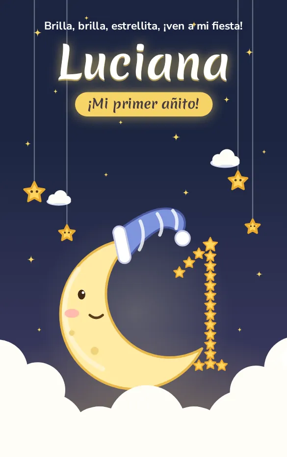 Invitación digital Estrellas para primer añito