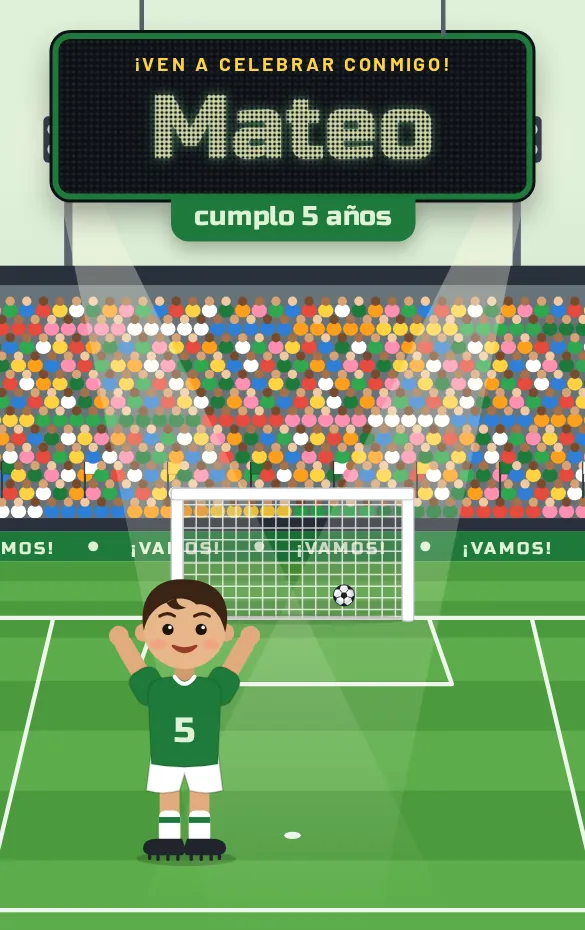Invitación digital Fútbol para cumpleaños infantil