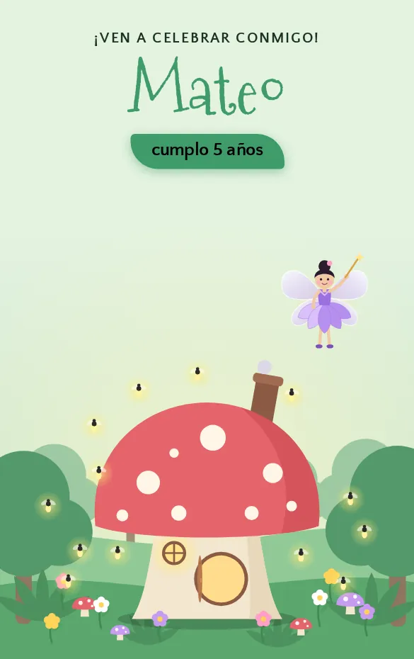 Invitación digital Hadas del bosque para cumpleaños infantil