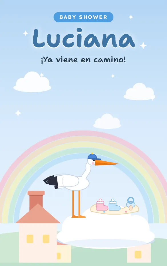 Invitación digital La cigüeña para baby shower
