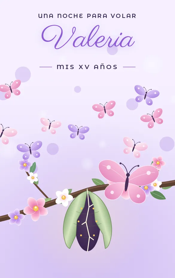 Invitación digital Mariposas XV para quince años