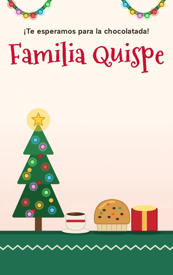 Invitación digital Navidad y chocolate caliente para navidad y año nuevo