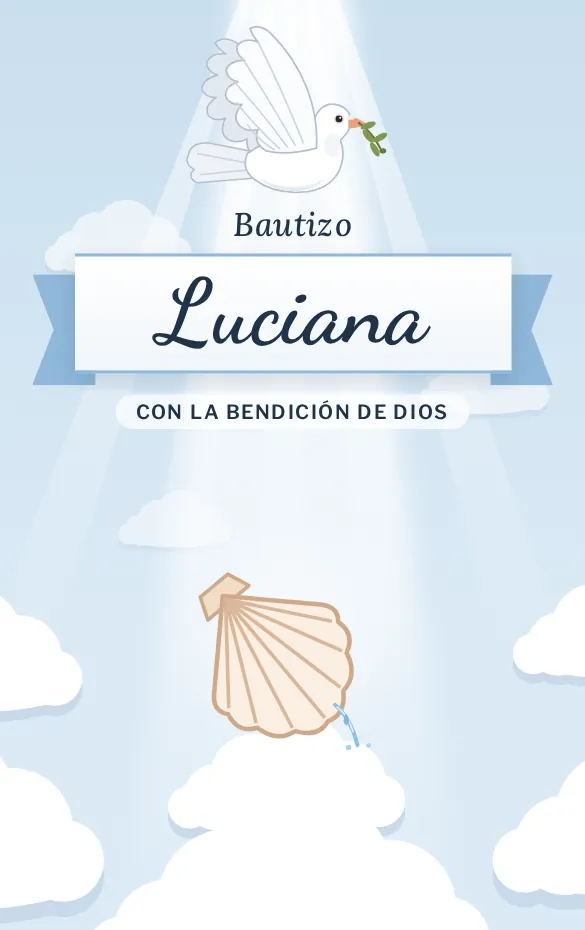 Invitación digital Paloma y nubes para bautizo y comunión