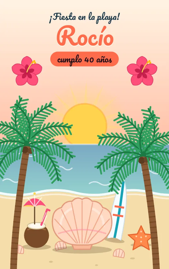 Invitación digital Tropical para cumpleaños adulto